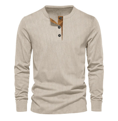 KZZ Men's Regular Fit Patchwork Print Half Button Thermal Lined Henry Collar Shirt