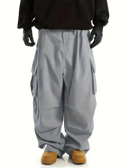 KZZ Loose Lightweight style Sports Pants Men Trousers Large pocket cargo casual trousers