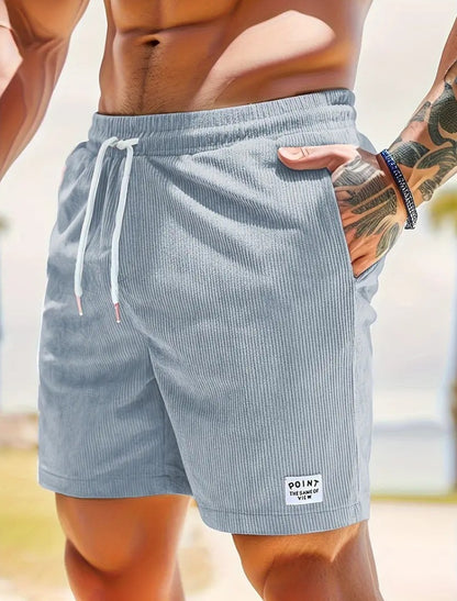 KZZ Men's Letter Patchwork Print Pocket Shorts