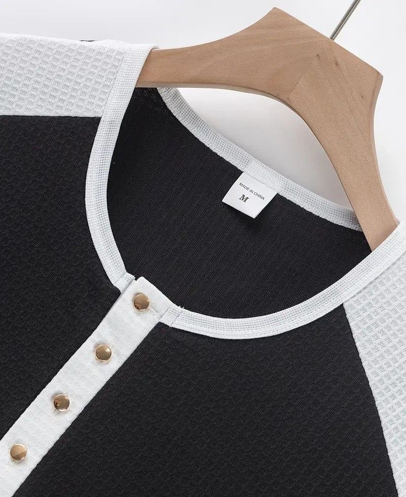 KZZ Men's Patchwork Henry Shirt