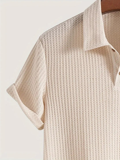 KZZ Men's solid color pique knit polo shirt