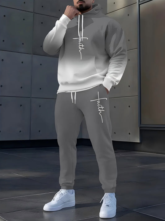 KZZ Men's Suit with 3D Print and Hood