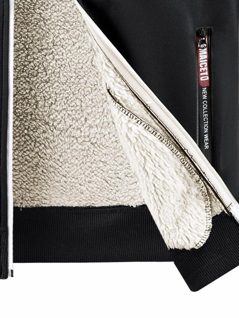 KZZ Men's winter hooded jacket, multi-pocket casual lapel men's top