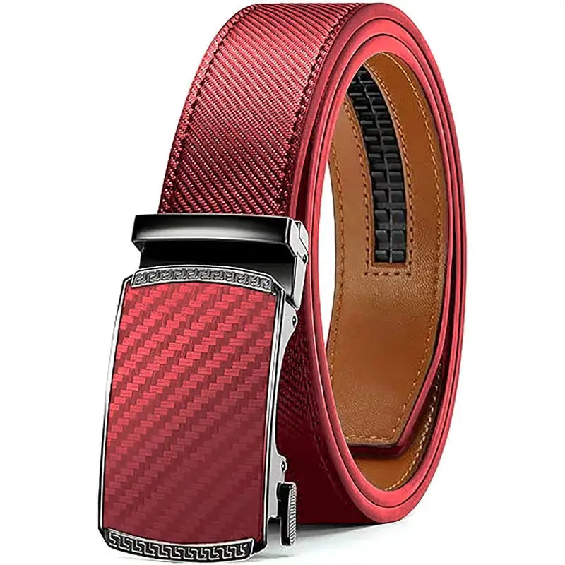 KZZ Mens Belt Leather Ratchet Easy Release Belt Dress and Casual Adjustable Belts