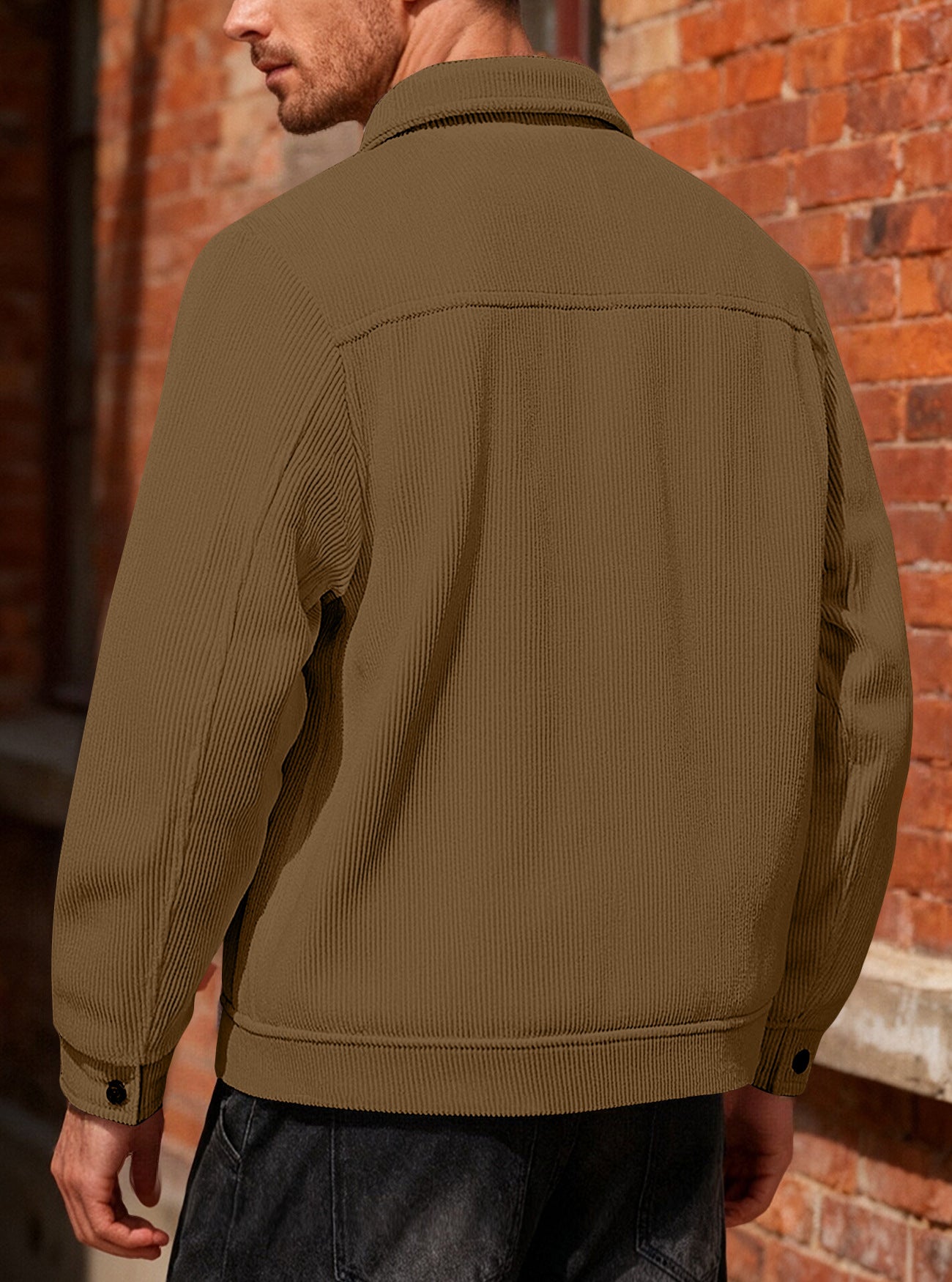 KZZ Men's Corduroy Jacket - Autumn/Winter Warm Collar Casual Coat