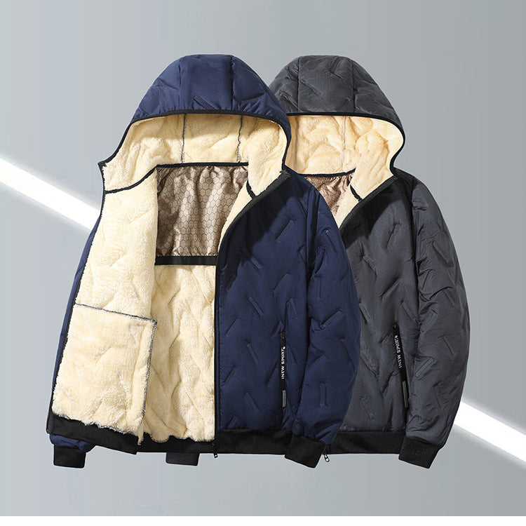 KZZ Men's Winter Warm Jacket with Fleece Lining Polyester Fiber Material Coats