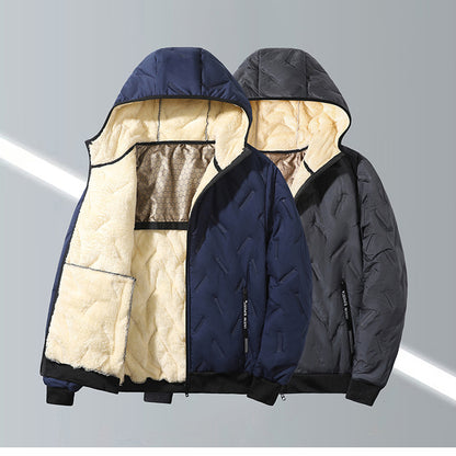 KZZ Men's Winter Warm Jacket with Fleece Lining Polyester Fiber Material Coats