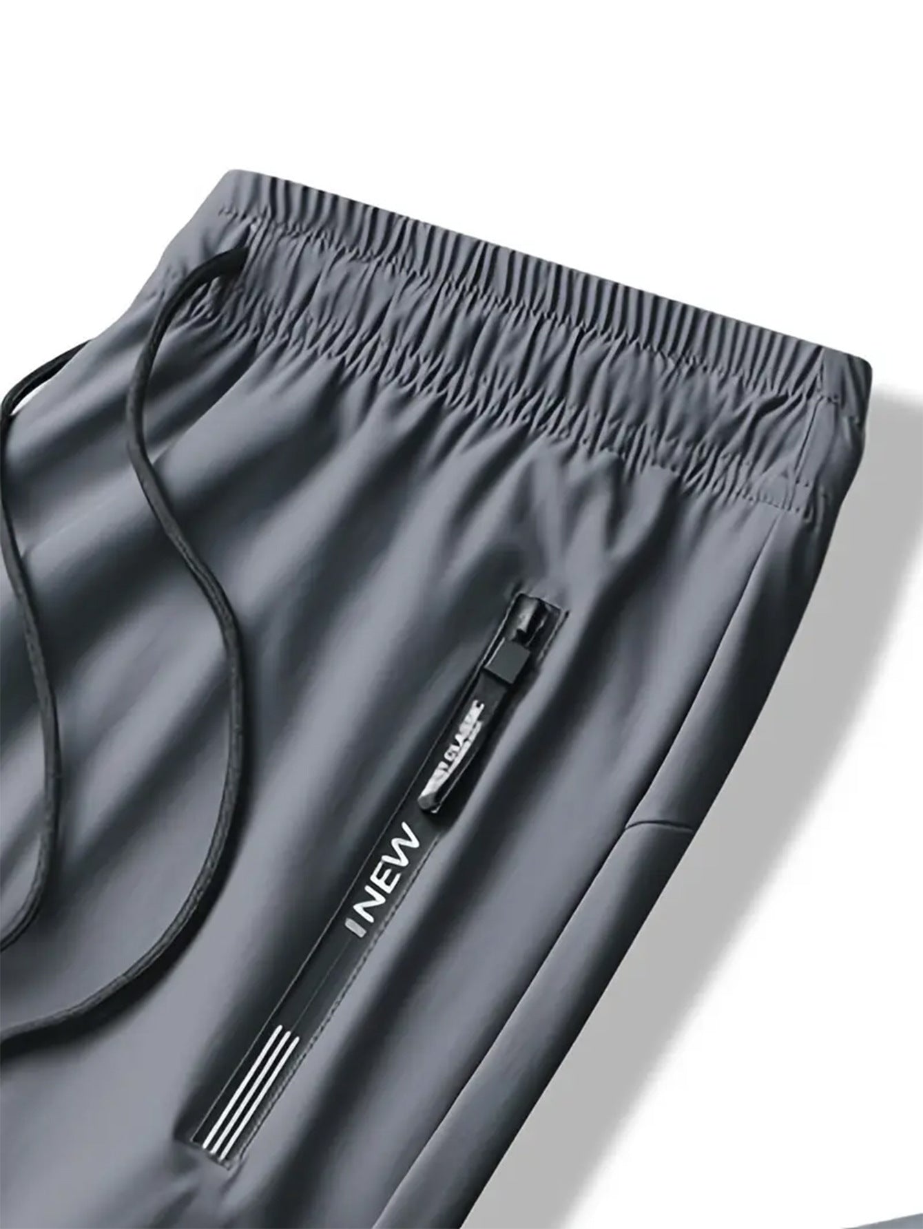 KZZ Men's Summer High Elastic Ice Silk Pants