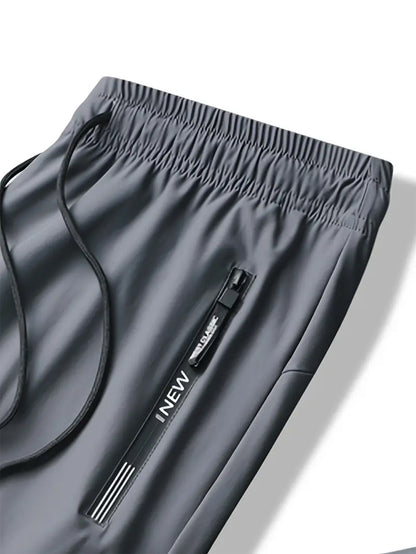 KZZ Men's Summer High Elastic Ice Silk Pants