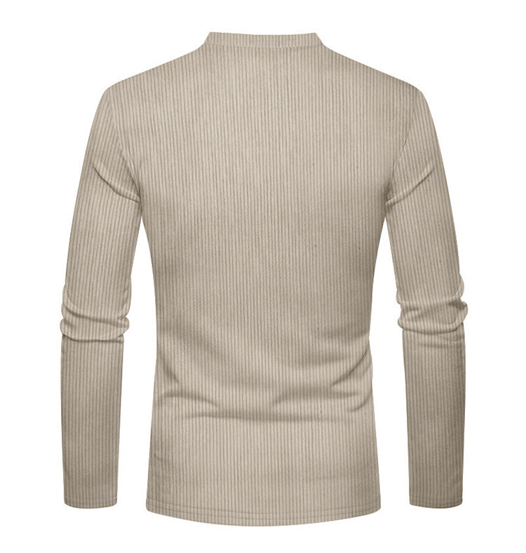 KZZ Men's Regular Fit Patchwork Print Half Button Thermal Lined Henry Collar Shirt