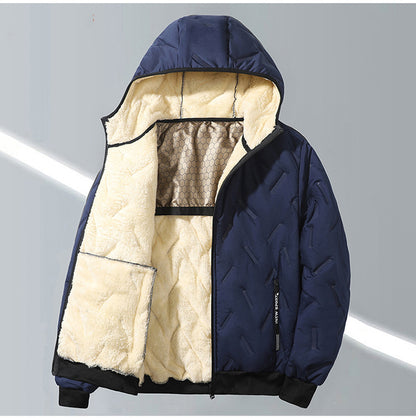 KZZ Men's Winter Warm Jacket with Fleece Lining Polyester Fiber Material Coats