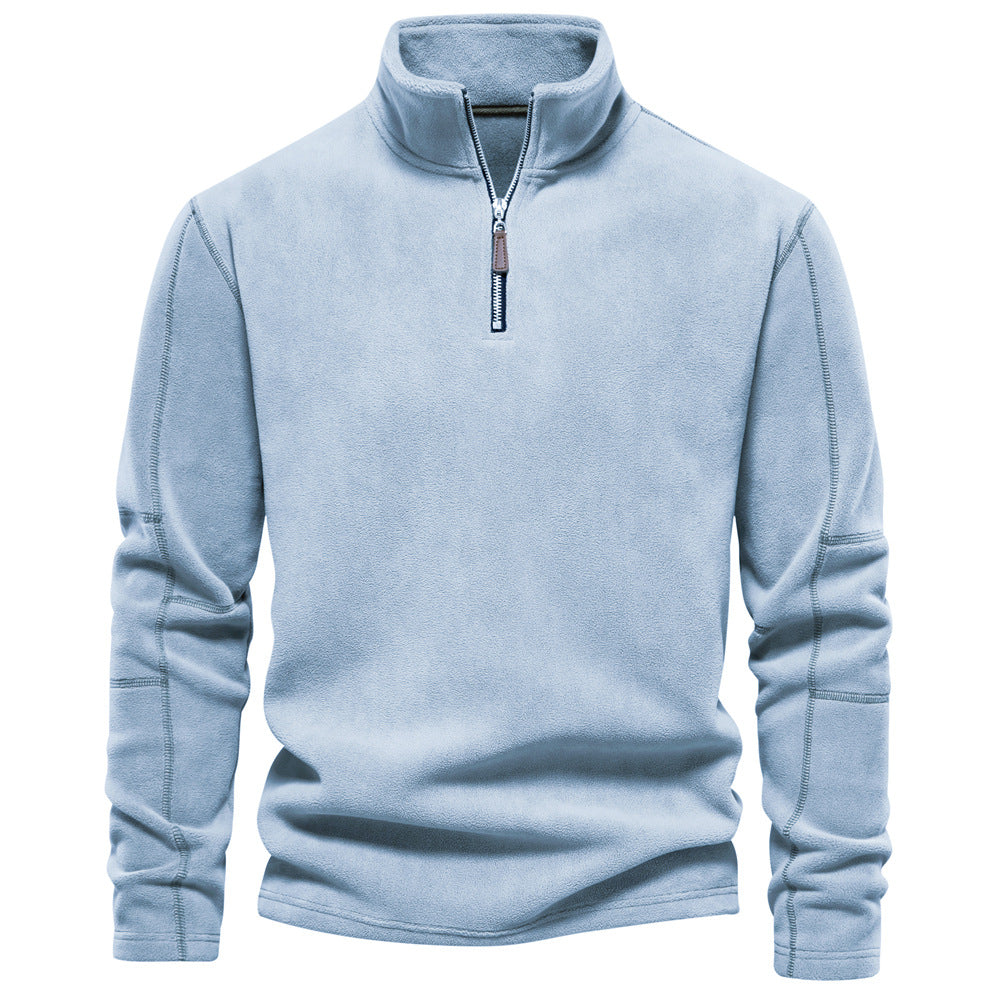 KZZ Men's Solid Half Zip Funnel Neck Polar Fleece Sweatshirt