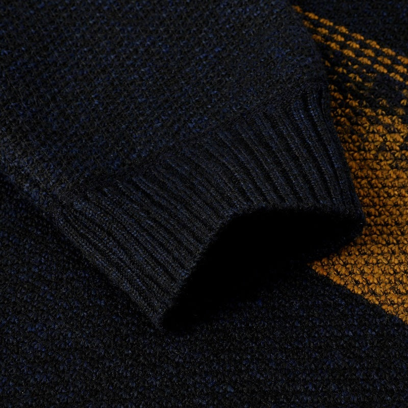 KZZ Men's color-blocked striped knit pullover