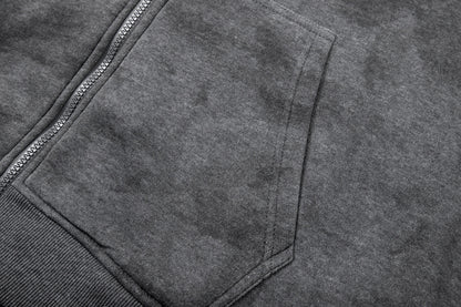KZZ Plus-size warm full-zip hooded sweatshirt