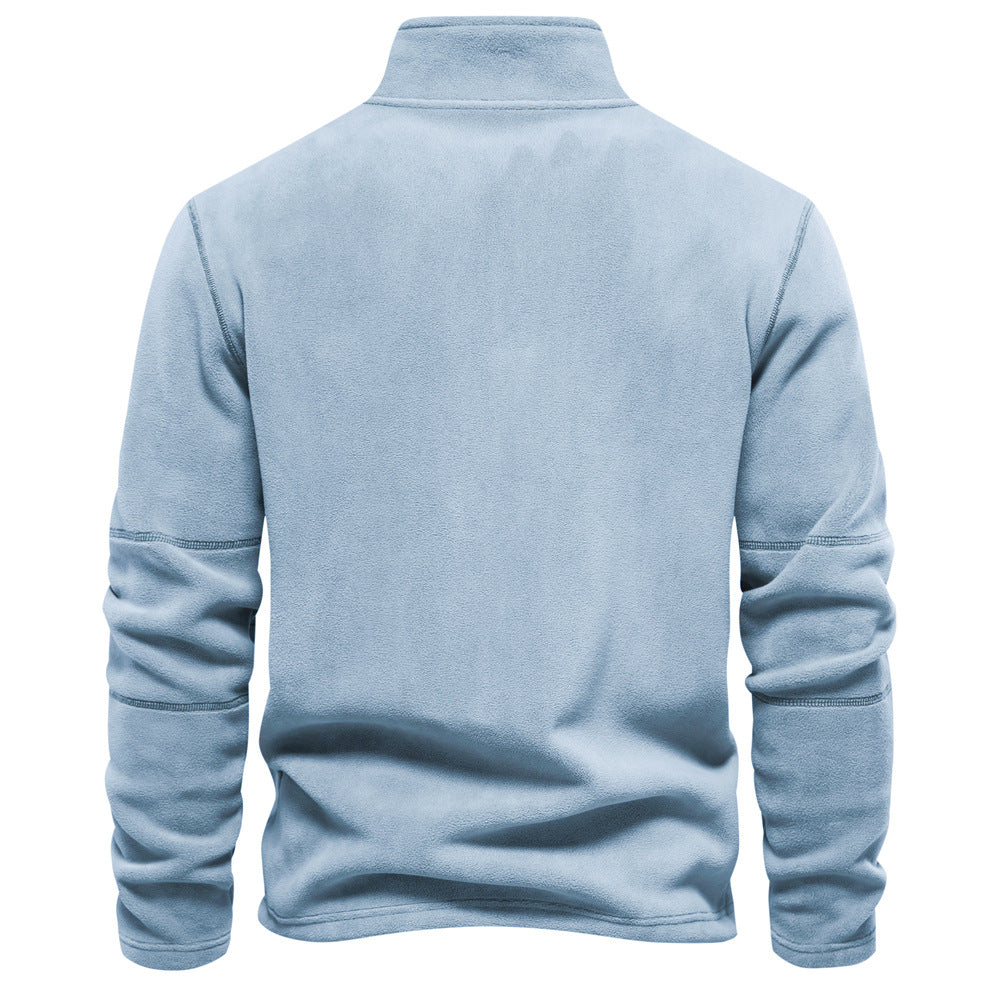 KZZ Men's Solid Half Zip Funnel Neck Polar Fleece Sweatshirt