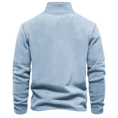 KZZ Men's Solid Half Zip Funnel Neck Polar Fleece Sweatshirt