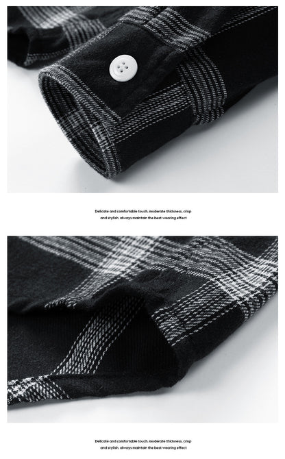 KZZ Casual Vintage Plaid Long Sleeve Shirt