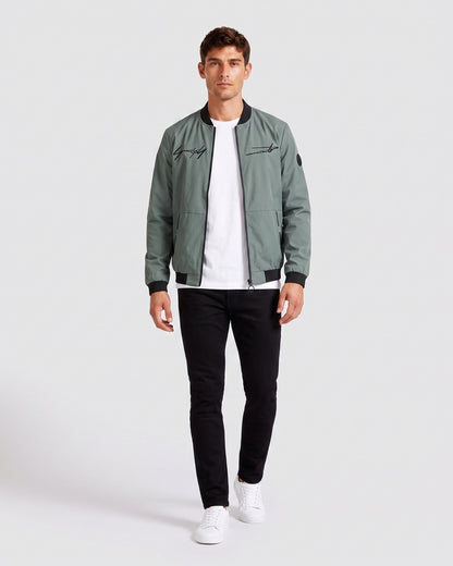 KZZ Men's Letter-Print Zip-Up Mock-Neck Jacket