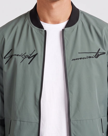 KZZ Men's Letter-Print Zip-Up Mock-Neck Jacket