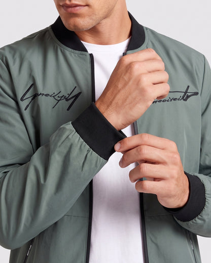 KZZ Men's Letter-Print Zip-Up Mock-Neck Jacket