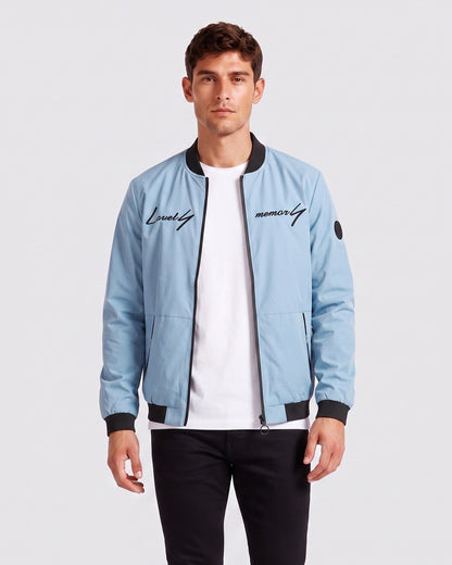 KZZ Men's Letter-Print Zip-Up Mock-Neck Jacket