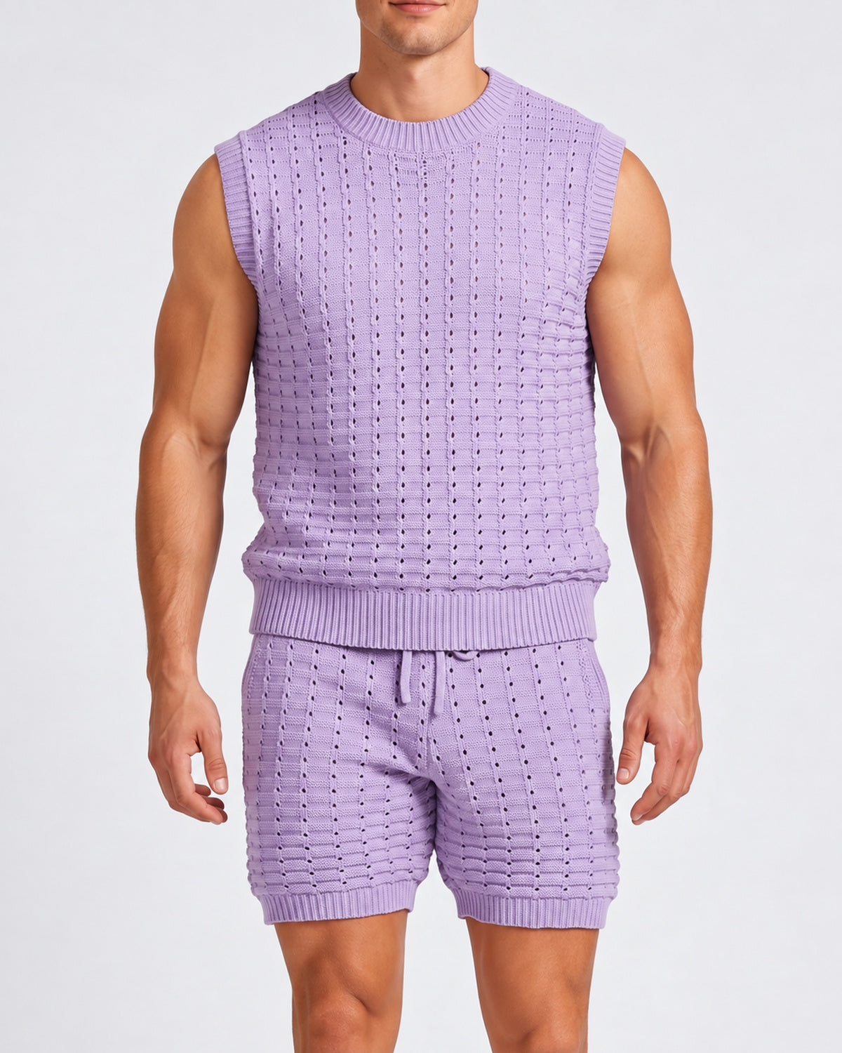 KZZ Men's Summer Short-Sleeve Knitwear Set
