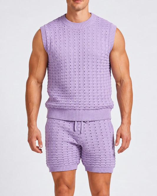 KZZ Men's Summer Short-Sleeve Knitwear Set