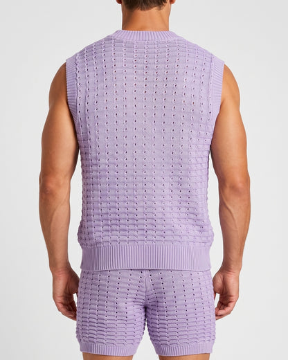 KZZ Men's Summer Short-Sleeve Knitwear Set