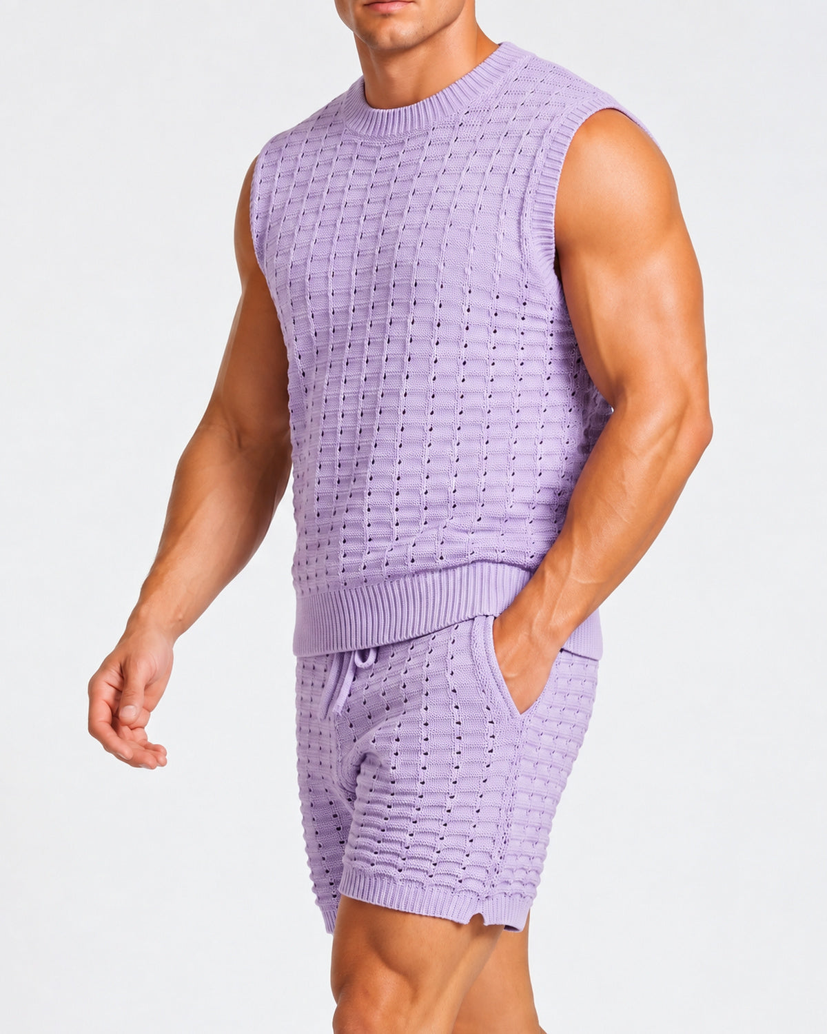KZZ Men's Summer Short-Sleeve Knitwear Set