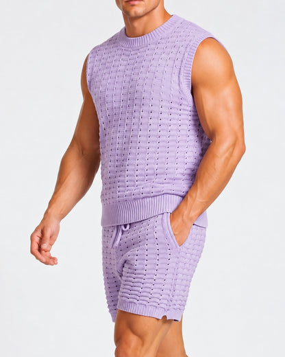 KZZ Men's Summer Short-Sleeve Knitwear Set