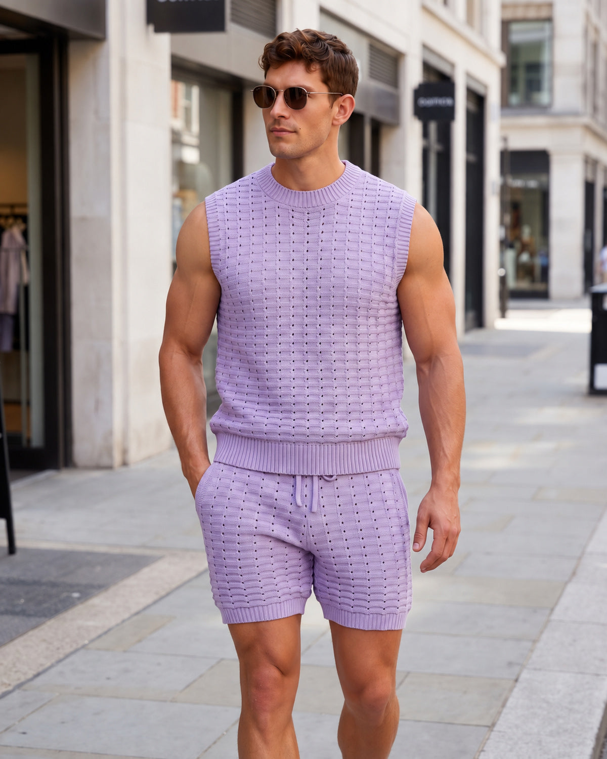 KZZ Men's Summer Short-Sleeve Knitwear Set
