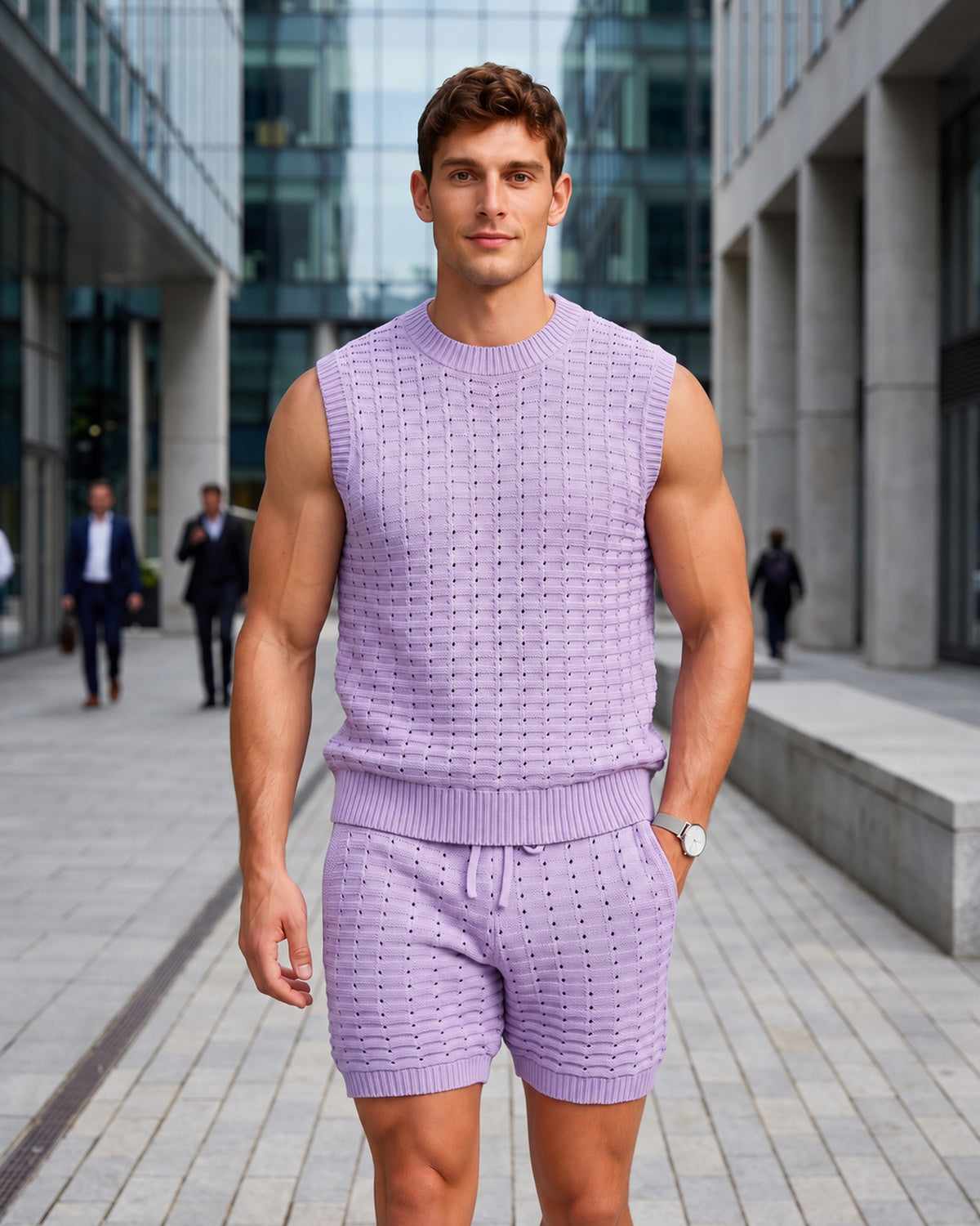 KZZ Men's Summer Short-Sleeve Knitwear Set