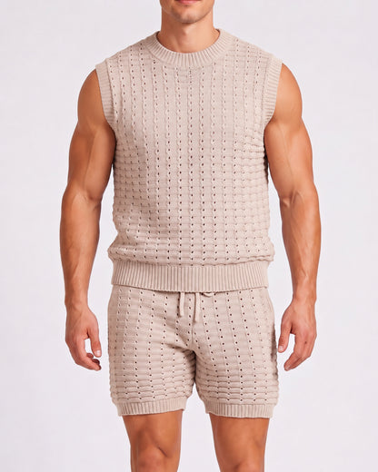 KZZ Men's Summer Short-Sleeve Knitwear Set