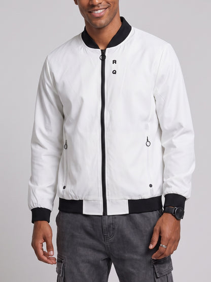 KZZ Men's Solid-Color Long-Sleeve Mock-Neck Zip-Up Jacket