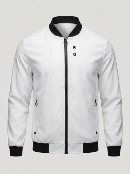 KZZ Men's Solid-Color Long-Sleeve Mock-Neck Zip-Up Jacket