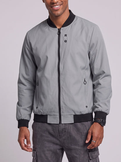 KZZ Men's Solid-Color Long-Sleeve Mock-Neck Zip-Up Jacket