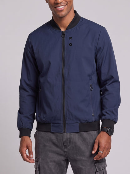KZZ Men's Solid-Color Long-Sleeve Mock-Neck Zip-Up Jacket