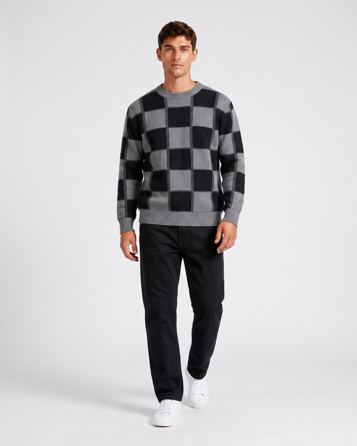 KZZ Men's plaid knit top