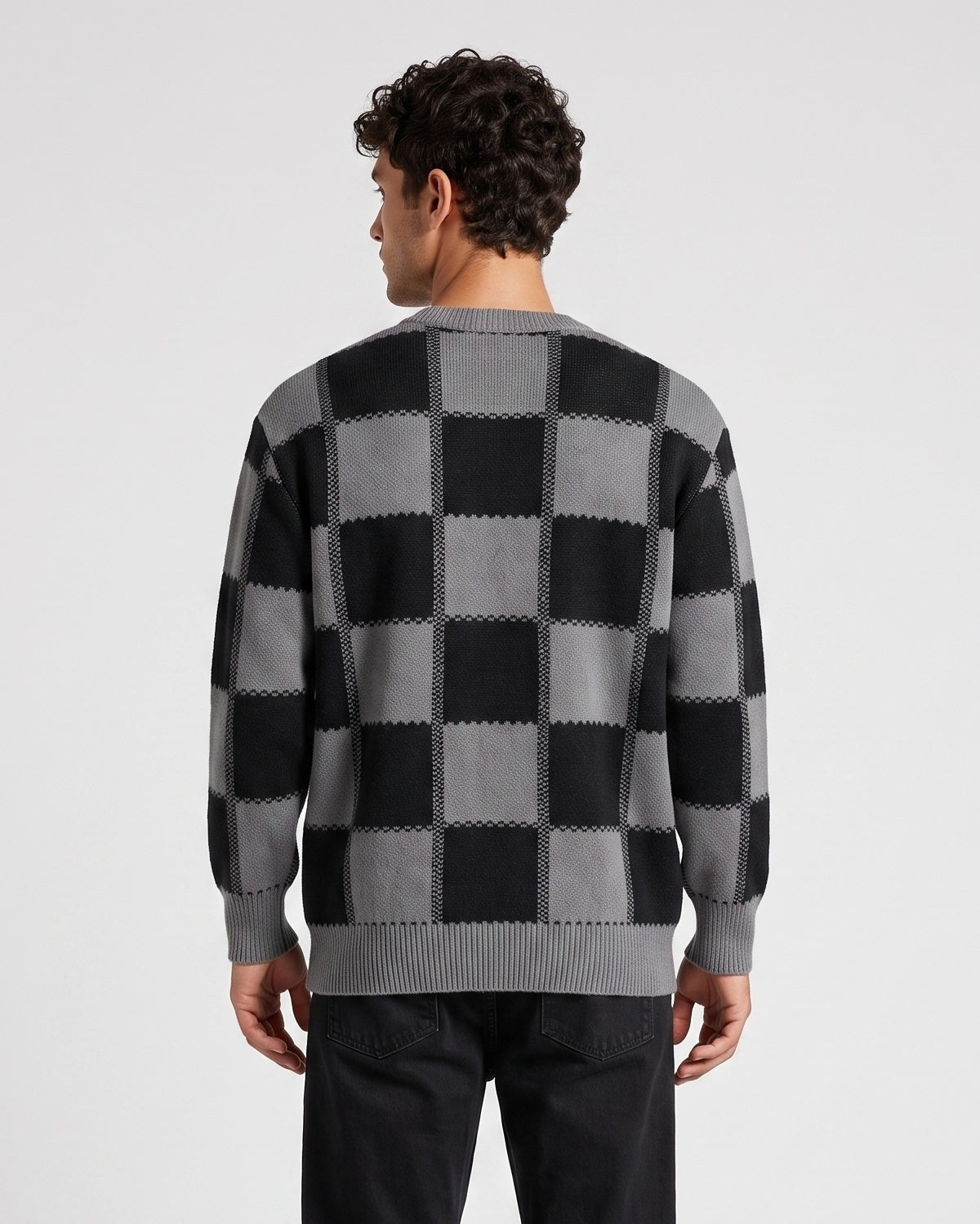 KZZ Men's plaid knit top