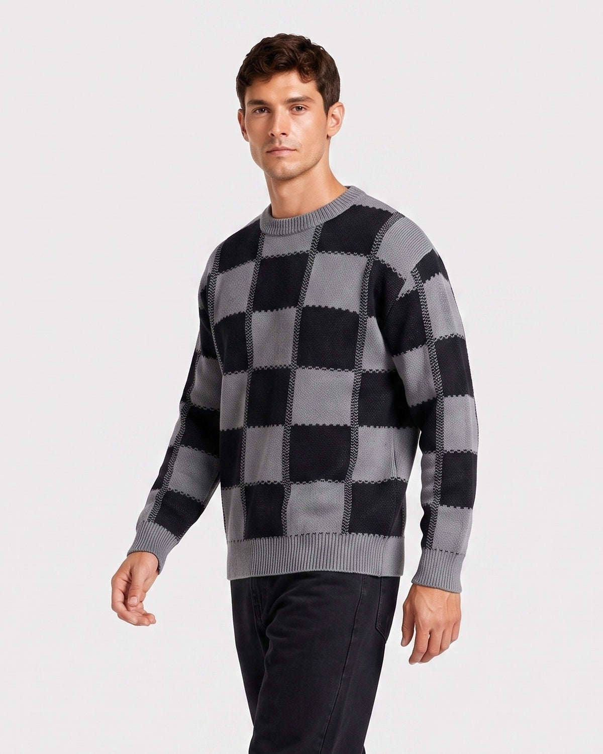 KZZ Men's plaid knit top