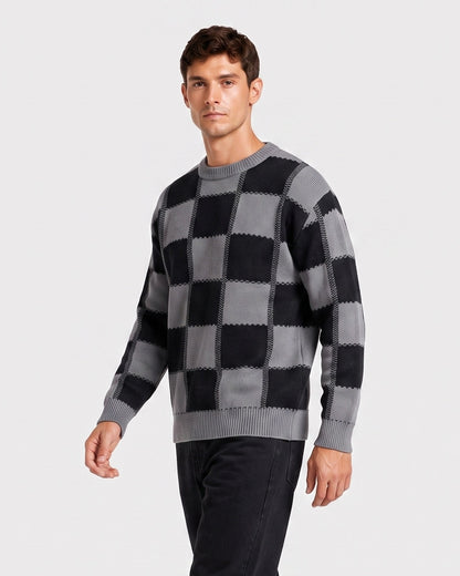 KZZ Men's plaid knit top