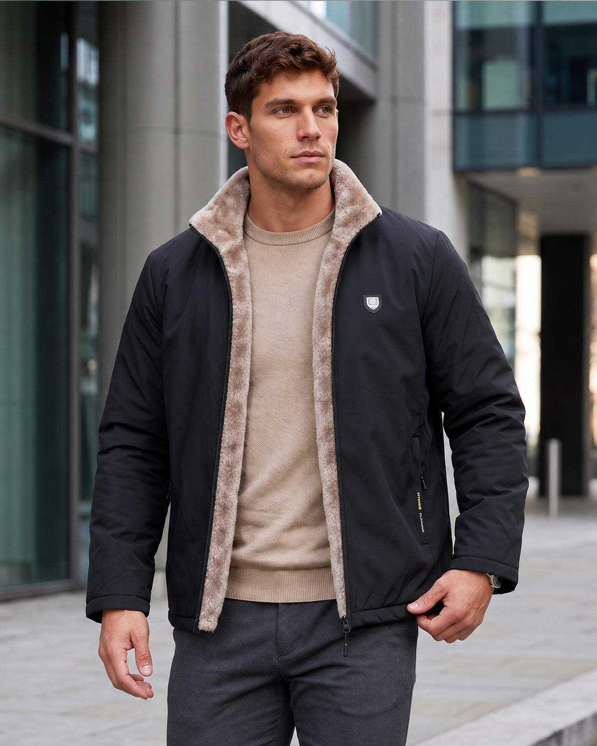 KZZ Men's long-sleeved thermal jacket