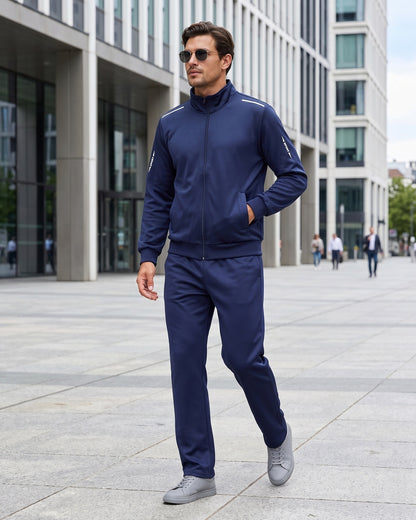 KZZ Men's Zip-Up Sports Jacket and Drawstring Pants