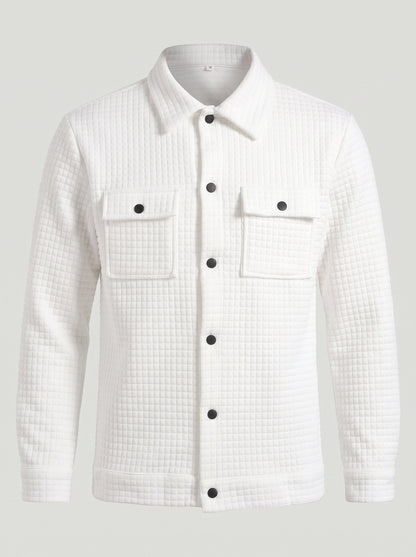 KZZ Men's Classic Solid-Color Collared Long-Sleeve Shirt with Dropped Shoulders