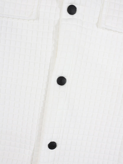 KZZ Men's Classic Solid-Color Collared Long-Sleeve Shirt with Dropped Shoulders