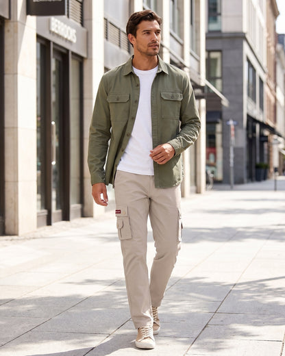 KZZ Men's solid-color cargo pants