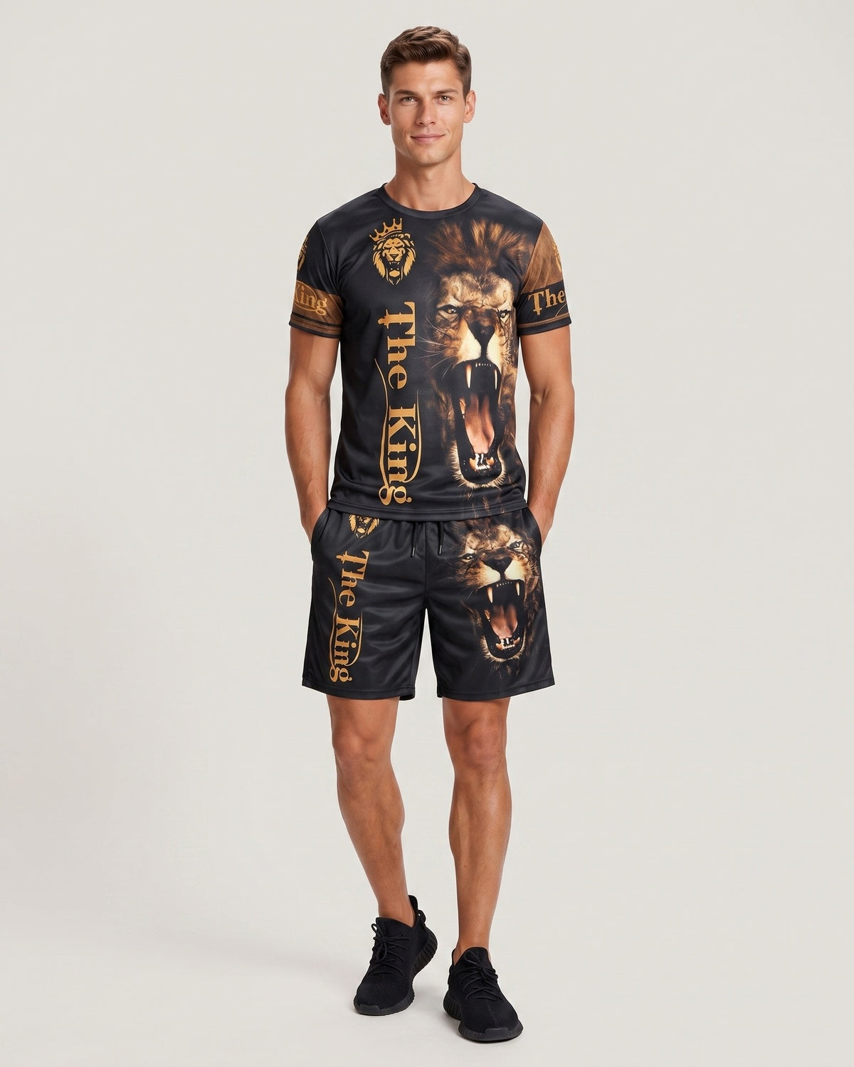 KZZ Men's 3D Digital Print Two-Piece Sportswear Set