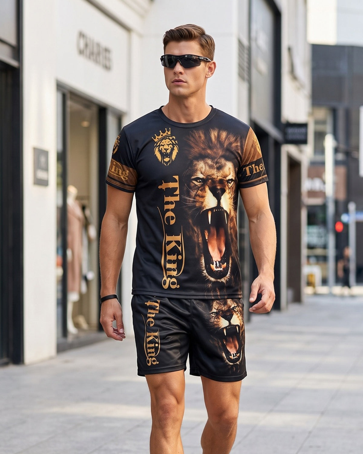 KZZ Men's 3D Digital Print Two-Piece Sportswear Set