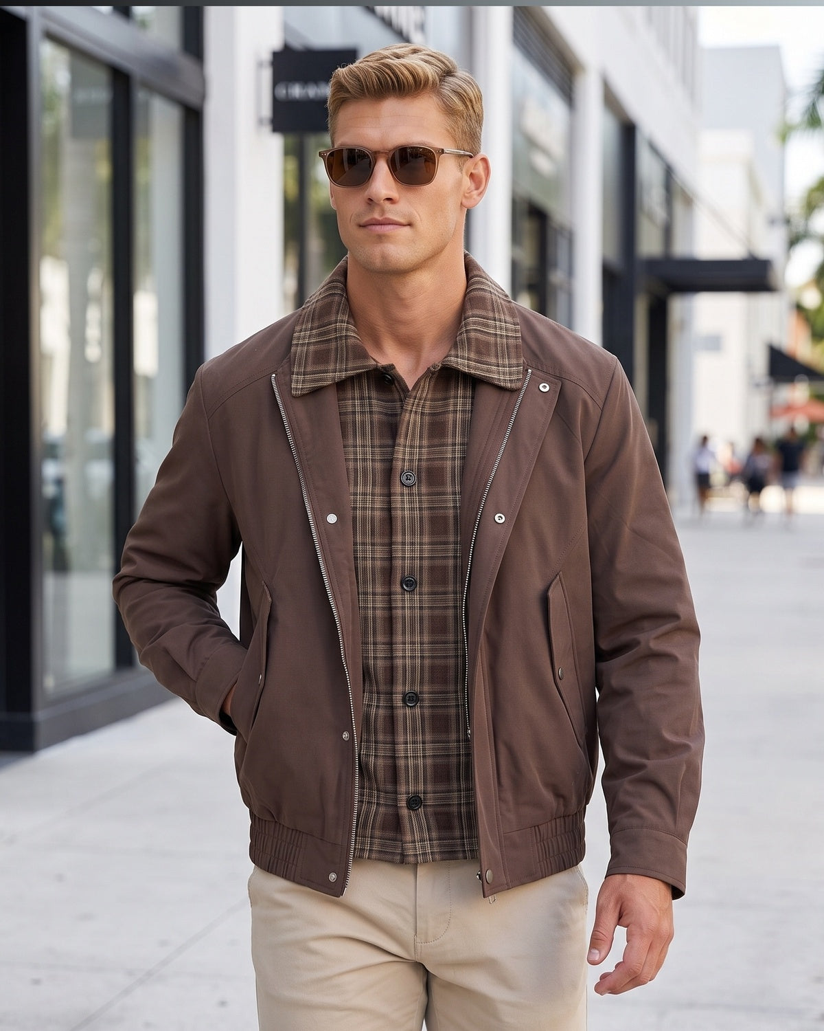 KZZ Men's Vintage Plaid Jacket