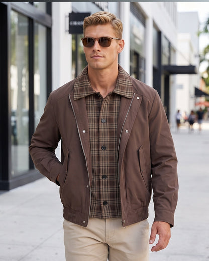 KZZ Men's Vintage Plaid Jacket